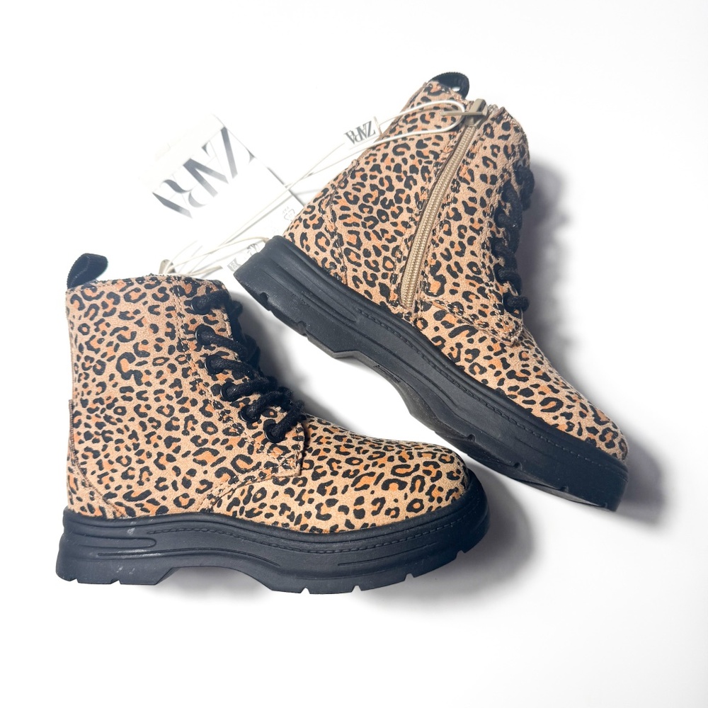 Zara Leopard Animal Print Toddler Girl Ankle Boots Size 8 NWT